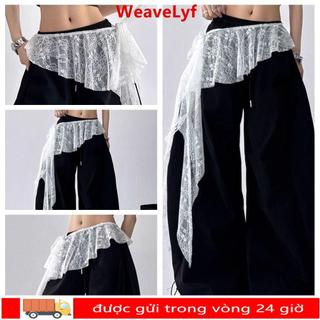 Váy Mini ren WEAVELYF xòe thêu hoa xuyên thấu, thiết kế xếp li cạp cao, phù hợp dạo phố Style Y2K