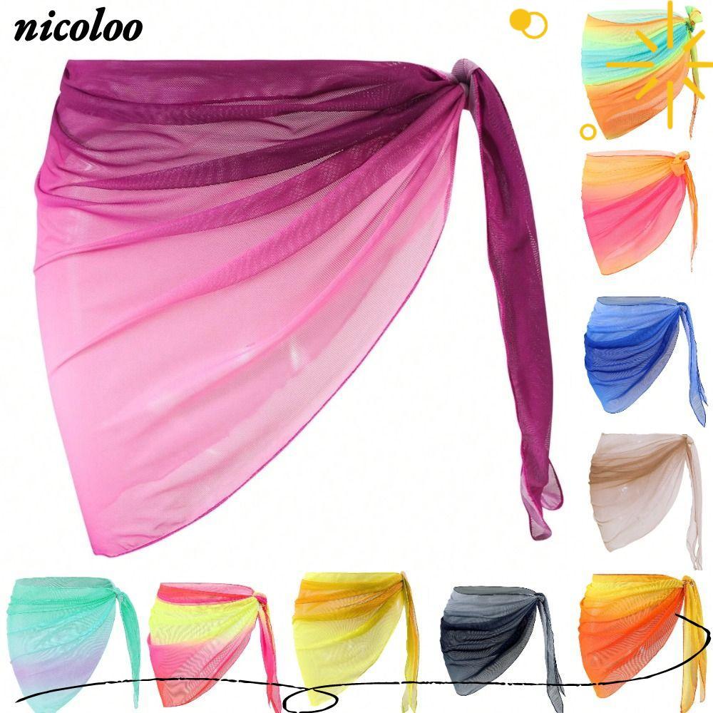Đầm đi biển NICOLOO, Chất liệu voan Áo tắm dài ngắn Coverups, Thiết kế gợi cảm Vải Sheer Bảo vệ UPF Thoáng khí khô nhanh Sarongs Đồ bơi