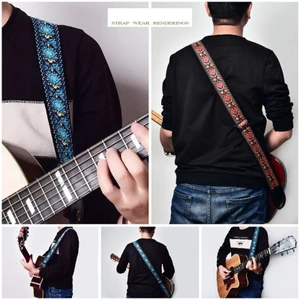 Dây đeo đàn guitar có thể điều chỉnh Yoo Đầu da PU thoải mái Dây đeo vai đàn guitar