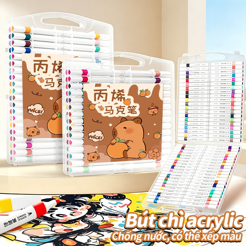 Bút acrylic marker 12/24/36/48/60 màu, bộ vẽ tranh–Tô vẽ trên mọi chất liệu, sáng tạo DIY cực chất.