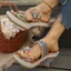 Bohemian Nêm Gót Chân Đế Dày Dép Dép Size Lớn Phong Cách Dân Tộc Nêm Gót Dép 4MOE