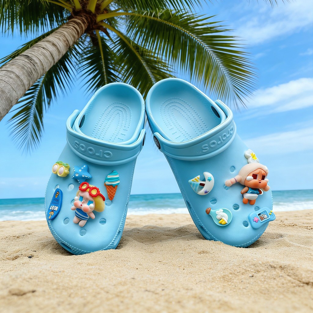 Phụ kiện giày lỗ Pop Mart hoa đi biển, có thể tháo rời, phù hợp cho cá Crocs, Busch, Zhibixing