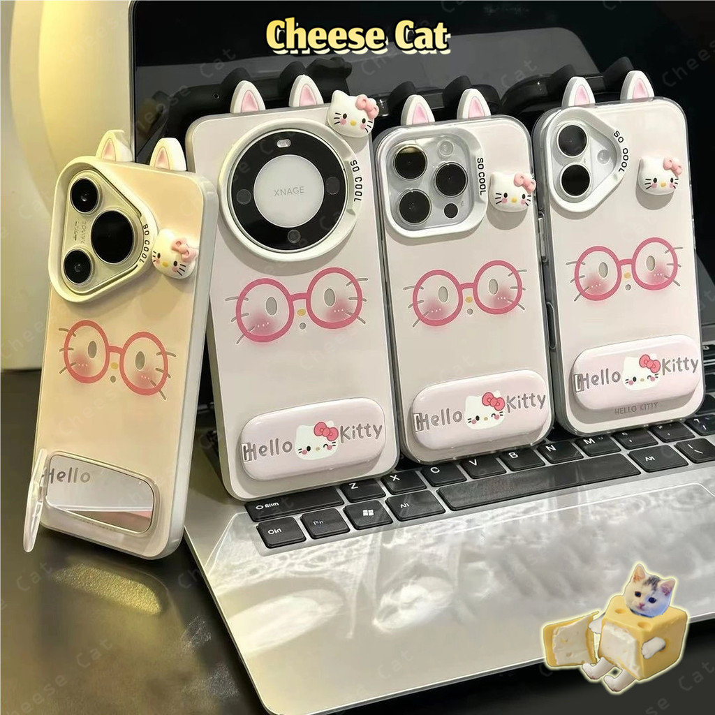 Dễ Thương Daze Kitty Hồng Khung Tai Mèo Ốp Lưng Điện Thoại iPhone 16 15 14 13 12 11 17 Pro Max Xs Max XR 16E 7Plus