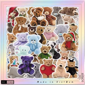 Set 100 cái sticker chống nước GẤU NÂU DỄ THƯƠNG CUTE ĐÁNG YÊU dán mũ bảo hiểm vali laptop
