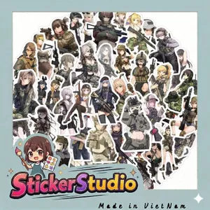 Set 60 Sticker Anime Nữ Quân Sự Chống Nước Dán Laptop Vali Mũ Bảo Hiểm Sổ Tay