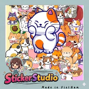 Set 100 Sticker Mèo Neko Chống Nước Dán Laptop Vali Mũ Bảo Hiểm Sổ Tay