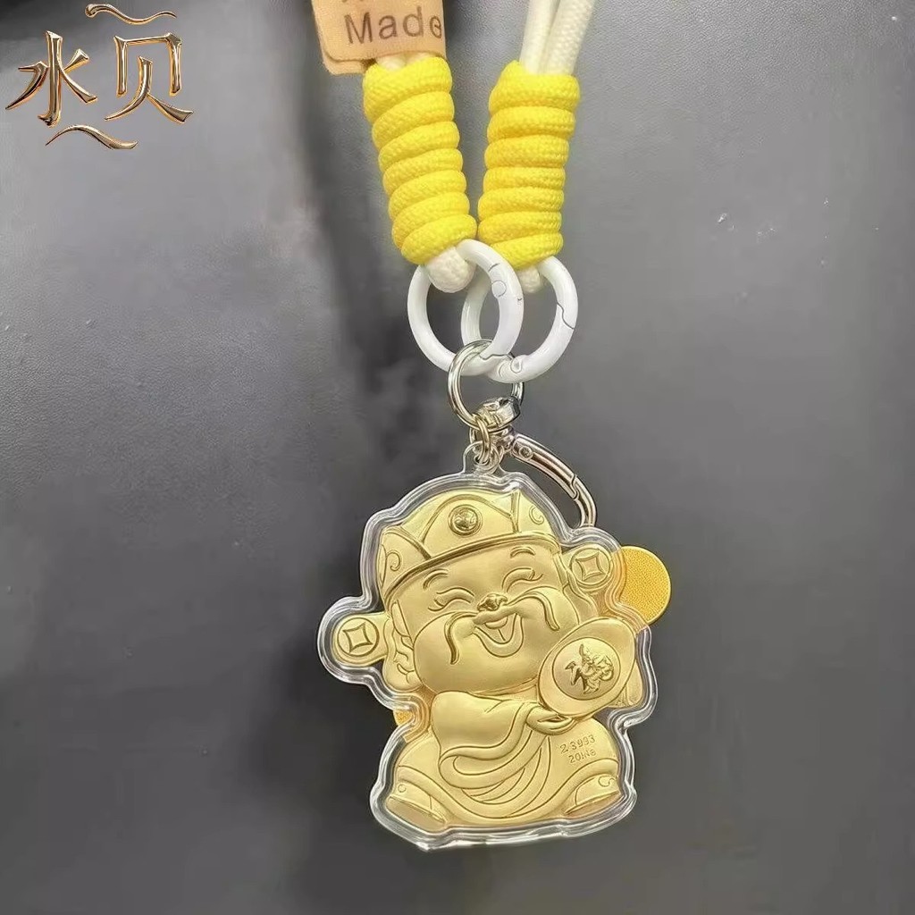 Vàng Nguyên Chất 999 Mèo May Mắn Thần Tài Mặt Dây Chuyền Quà Tặng Bàn Chải Ba Chiều Điện Thoại Di Động Mặt Dây Chuyền Chìa Khóa Hoạt Hình Dây Buộc
