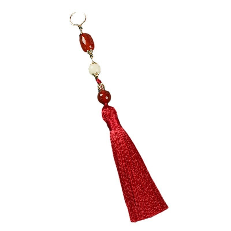 Bông Tai Tua Rua Mã Não Retro, Phong Cách Hanfu, Sản Phẩm Cao Cấp