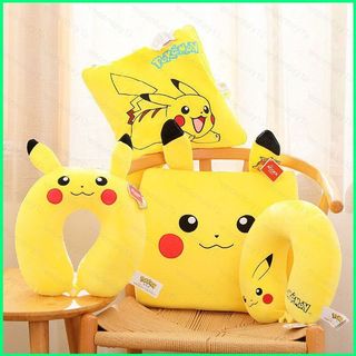 G13 Pikachu Nhớ Cotton Hình Chữ U Gối Đệm blasnket Mặt Dây Chuyền Di Động Dễ Thương Ngủ Trưa Xe Máy Bay Du Lịch G13