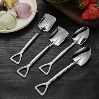 1 / 4 Nhà Bếp Thép Không Gỉ Sắc Nét & Vuông Đầu Thìa / Muỗng Kem Dày Có Cạnh Mịn