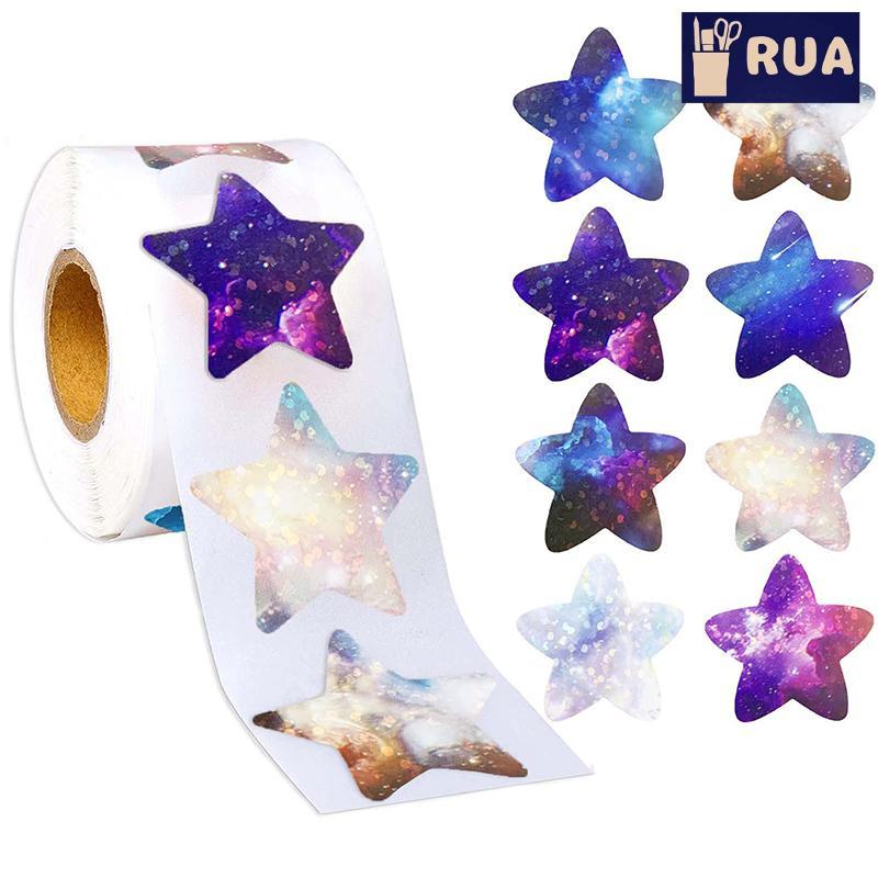 RUA 500 Miếng Dán Không Gian Ngôi Sao Tự Dính Phần Thưởng Quà Tặng Trang Trí Có Nhãn Dán Nhãn 1 Inch Mới