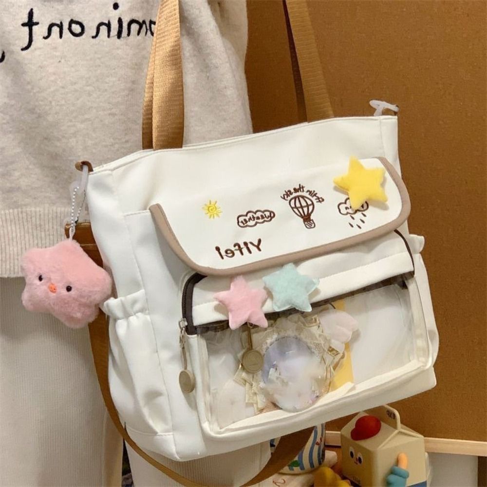 Túi đeo chéo sinh viên LACYES, Túi đeo vai Ita dung tích lớn ngọt ngào, Phim hoạt hình Kawaii Harajuku Phong cách Preppy Túi đeo vai nữ sử dụng
