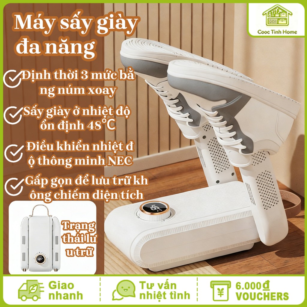Máy Sấy Giày Khử Mùi Diệt Khuẩn 2 Ống Sấy Làm Khô Nhanh Gọn Nhẹ Cho Giày Tất Dùng Trong Gia Đình Thông Minh