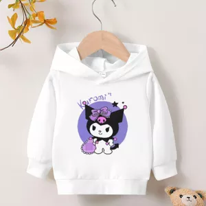 Áo Hoodie có mũ trùm đầu hoạt hình Kuromi Kids Áo Hoodie dài tay nhẹ dành cho trường học và mặc hàng ngày