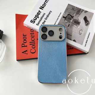 Ốp điện thoại mạ điện thích hợp cho vỏ điện thoại Apple 17 có lỗ mịn họa tiết da denim màu xanh đậm vỏ cứng iPhone 17 promax thời trang 16 / 15 / 14 / 13