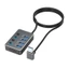 Bộ chuyển đổi USB 4 cổng Công tắc độc lập cho đèn LED cổng USB3 0 và 2 0