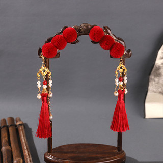 Kẹp tóc tua rua đỏ phong cách cổ đại Hanfu - phụ kiện tóc đẹp cho năm mới