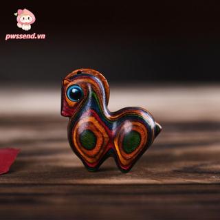 Đồ trang trí ngựa cầu vồng PWSEND, Gỗ cầu vồng Đồ trang trí mèo bằng gỗ màu dễ thương, Điêu khắc mèo Phụ kiện văn phòng để bàn