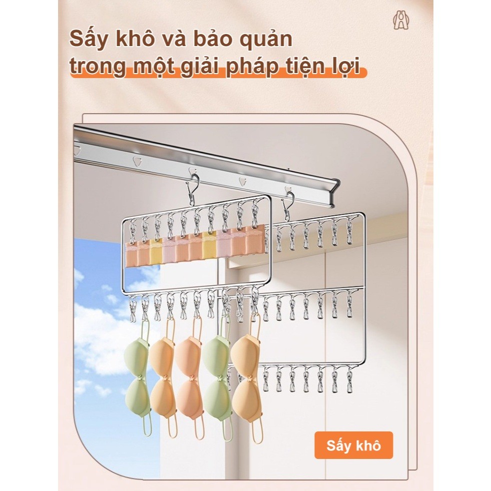 𝐎𝐥𝐢𝐟𝐞 Móc Treo Quần Áo Inox Cây Treo Quần Áo Nhiều kẹp Giá Treo Quần Áo Đa Năng Hiển thị tất Móc Treo Quần Áo