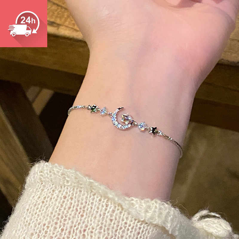 Vòng tay nữ đa năng và thời trang, thiết kế ngôi sao mặt trăng với đá zircon, thể hiện khí chất cá tính