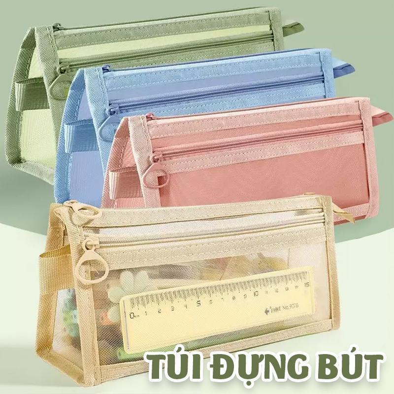 Túi Lưới Đựng Bút Dành Cho Học Sinh, Túi Đựng Bút Đơn Giản Với Nhiều Màu Sắc Và Ngăn
