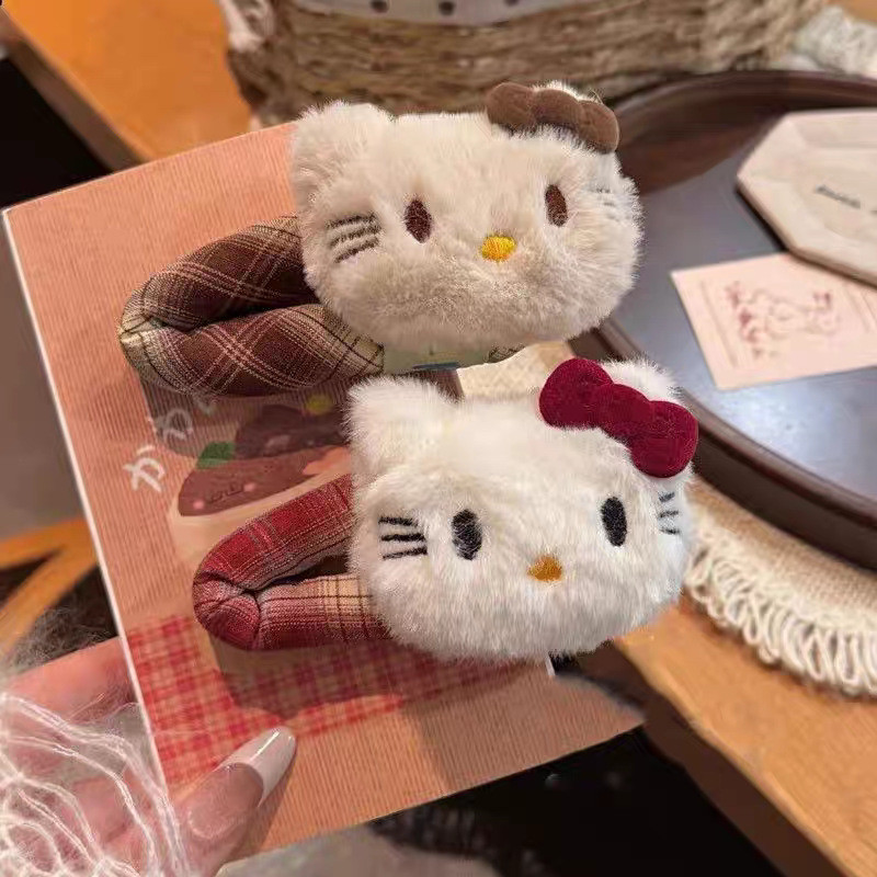 Kẹp Tóc Hình Kitty Kẻ Sọc Ngọt Ngào, Phụ Kiện Thời Trang Cho Tóc