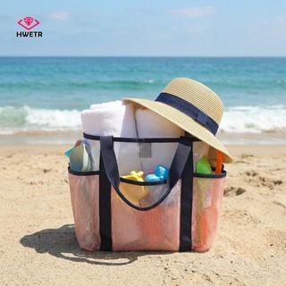 HWETR Túi Đi Biển Cầm Tay Dung Tích Lớn Đồ Bơi Du Lịch Sắp Xếp Lưu Trữ Di Động Tote Lưới Bơi Kỳ Nghỉ Túi Bảo Quản Túi Tập Gym Mới