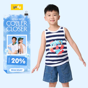 Áo thun bé trai YODY áo ba lổ vải cotton dệt kẻ TSK7251 cần ẩn