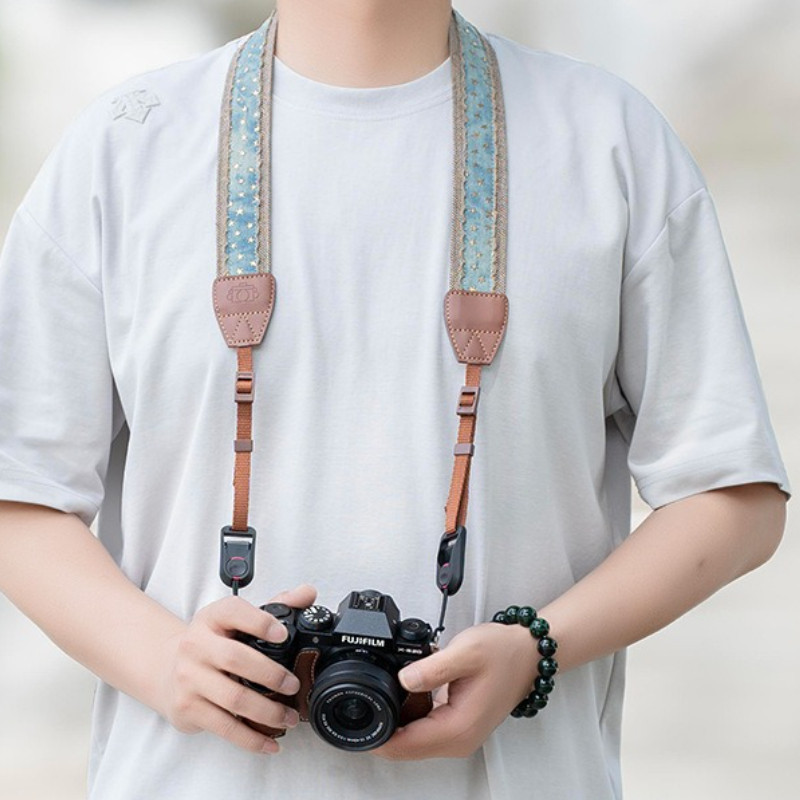 Dây đeo máy ảnh phong cách vintage, thêu họa tiết tinh xảo, phù hợp sony zv e10 a6000 fuji canon nikon dslr