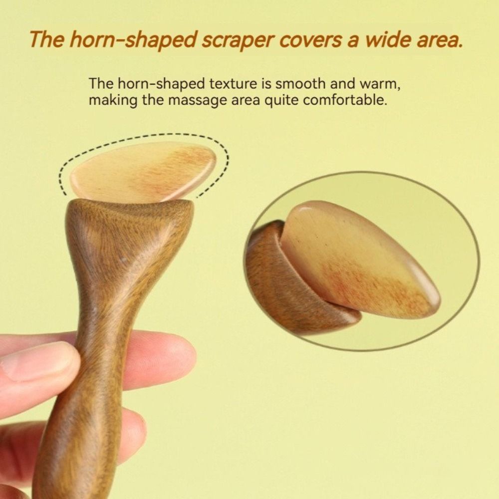 Máy mát xa gỗ đàn hương SAIA, Chất liệu tự nhiên Gậy Massage mắt sừng dê, Dụng cụ cạo kinh tuyến thoải mái