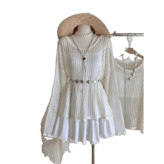 Bộ Áo khoác lưới kiểu Hàn Quốc, chân váy và áo camisole nhỏ nữ tính ngọt ngào cho Nữ mùa Hè