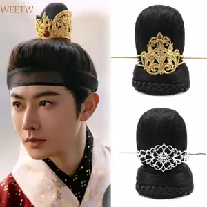 WEETW Hanfu Tóc Giả Dành Cho Nam, Phong Cách Cổ Mũ Phong Cách Cổ Xưa Vương Miện Tóc, Tiara Hanfu Kẹp Tóc Giả Đẹp Trai Truyền Thống Bun Đường Triều Đại
