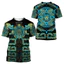 Áo thun nam mùa hè với thiết kế 3D Aztec và họa tiết hình xăm, cổ tròn, ngắn tay, phù hợp cho thời trang hàng ngày.