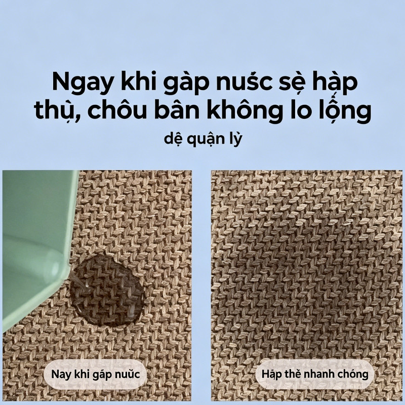 Thảm lót bếp bằng vải lanh họa tiết hoạt hình, chống trơn trượt, nhanh khô, thoải mái khi sử dụng trong gia đình.