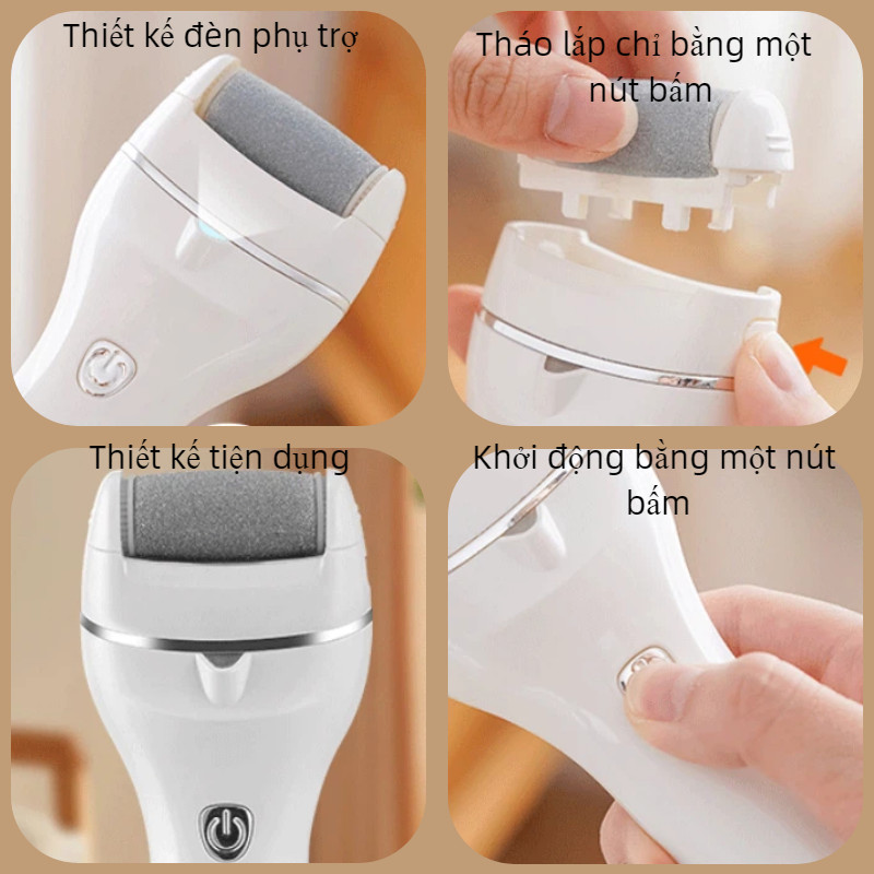 Máy chà gót chân thông minh, 3 tốc độ, pin 180 phút, cảm biến áp lực, đầu mài đá thạch anh