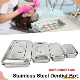 Hộp lưu trữ CHEESELY, Khay dụng cụ bạc bằng thép không gỉ, có nắp Khay hình chữ nhật