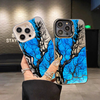 Ốp Lưng Cho Xiaomi Redmi Note 15 14 13 12 Pro Plus 5G Redmi A7 Pro 15 13C 14C 15C Ốp Lưng Phác Thảo Cây Đen Nhánh Sáng Tạo Chống Rơi Mạ Điện Mờ Giáp Laser IMD Cứng Acrylic