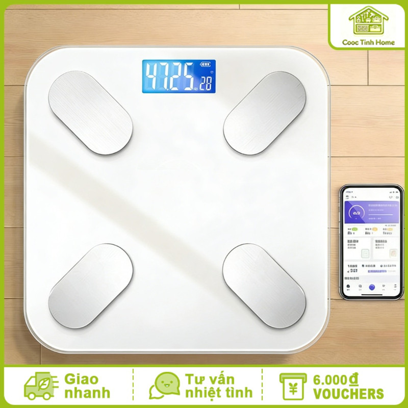 Cân Phân Tích Cơ Thể 4 Điện Cực - Đồng Hành Sức Khỏe Cùng APP, Theo Dõi Mỡ, Nước, BMI Chính Xác