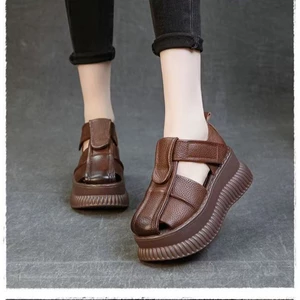 Giày Sandal Nữ 36958 / Phong Cách Mới Baotou Velcro La Mã Thiết Kế Giày Sandal Retro Đế Dày Đế Nền Tảng Giày Nữ