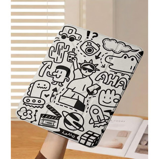 black and white graffiti Ốp bảo vệ gập chữ Y cho iPad cho Air 4/5/6/7/8 M3 M5 iPad Gen 11 A16, Pro 11 M4  Chống sốc