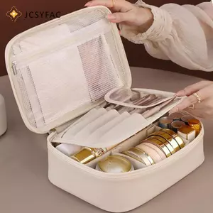 JCSYFAC Túi đựng mỹ phẩm du lịch di động Dung tích lớn Túi vệ sinh chống nước Túi lưu trữ Túi đựng mỹ phẩm da đa chức năng Túi lưu trữ mới