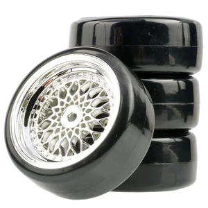 4 63 * 26mm RC 1: 10 Drift Xe Bánh Xe Nhựa Vành & Lốp Lốp Cho HSP 94123 / 94103 / D4 / D3 HPI TT02 Offsrt 3 / 6 / 9mm