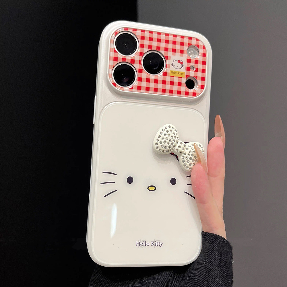 Ốp điện thoại Acrylic hình mèo nơ 3D cho iPhone 17 Pro Max 16 15 14 13 Vỏ bảo vệ chống sốc