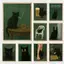 Melancholic Black Cat With Whiskey Smoking Green Background Canvas Painting Art Home Wall Decor Canvas Poster