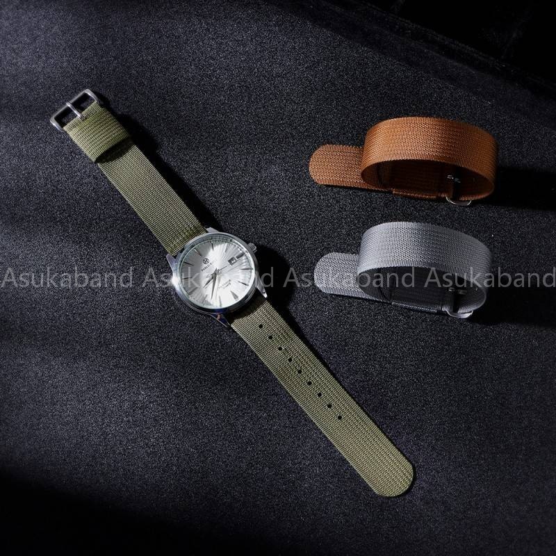 Dây đeo đồng hồ NATO nylon mỏng 20-22mm, dệt một vòng đơn, mềm, thể thao đa năng, cho nam nữ – nâu, đen, xanh, xám