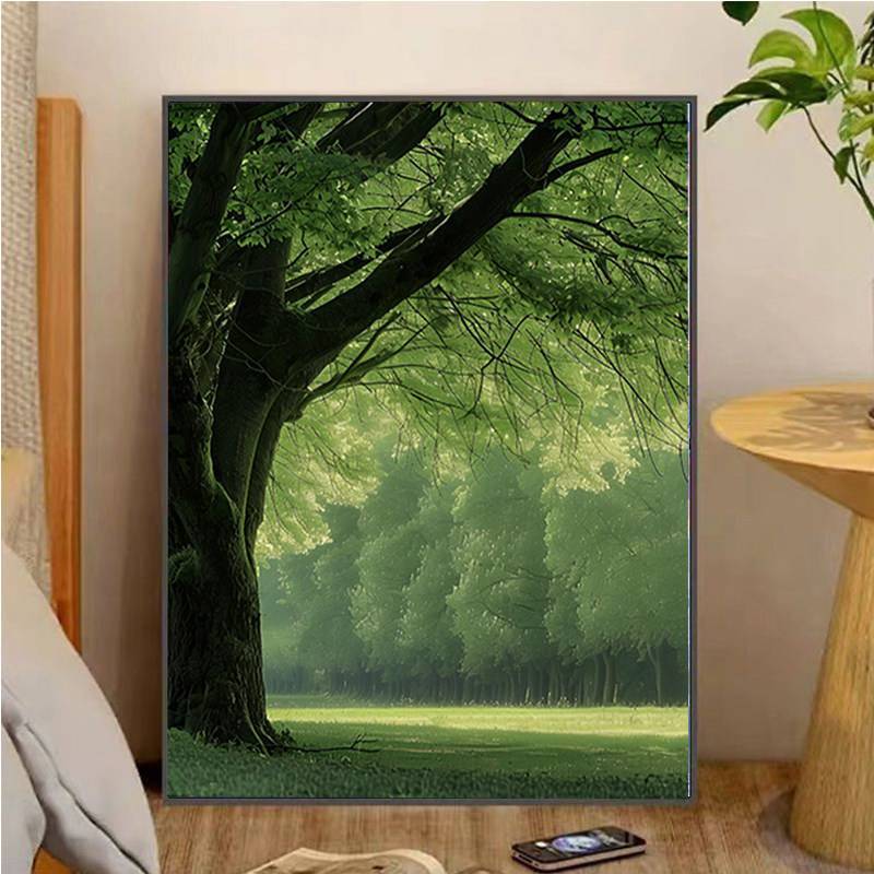 Green Summer Scenery Canvas Wall Art Fresh Forest Landscape Healing Home Decor for Living Room Bedroom Unframed