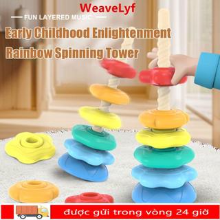 Tháp quay cầu vồng WEAVELYF, Đồ chơi giáo dục sớm Montessori Đồ chơi xếp hình xếp chồng lên nhau cho bé, Đồ chơi xếp chồng xoay tháp nhẫn Trẻ em phát triển kỹ năng vận động