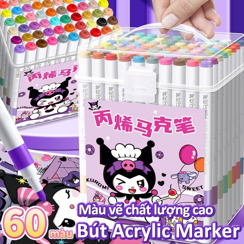 Bút acrylic marker cao cấp 24/36/48/60 màu – Màu sắc tươi sáng, vẽ được trên mọi chất liệu.