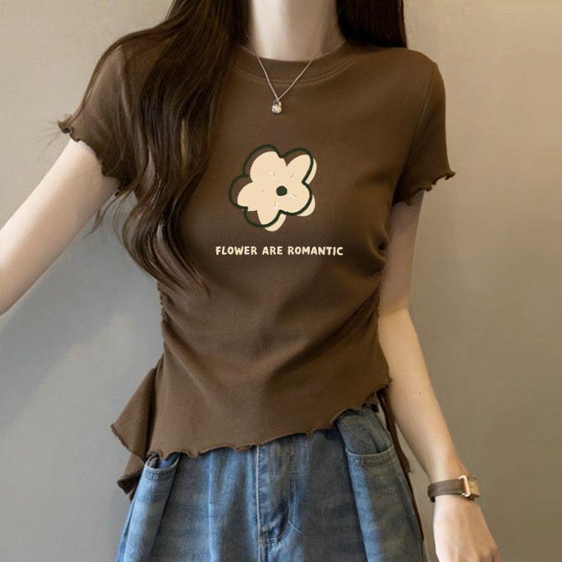 Áo thun ngắn tay nữ style Hàn Quốc, thiết kế độc đáo, form slim-fit