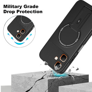 Dành Cho infinix Smart 20 4G / Smart 10 Plus / Spark Go 2 Ốp điện thoại Kết Cấu Sợi Carbon Mặt Sau Cứng Từ Tính Có Chân Đế Cạnh TPU Mềm Chống Sốc Mỏng